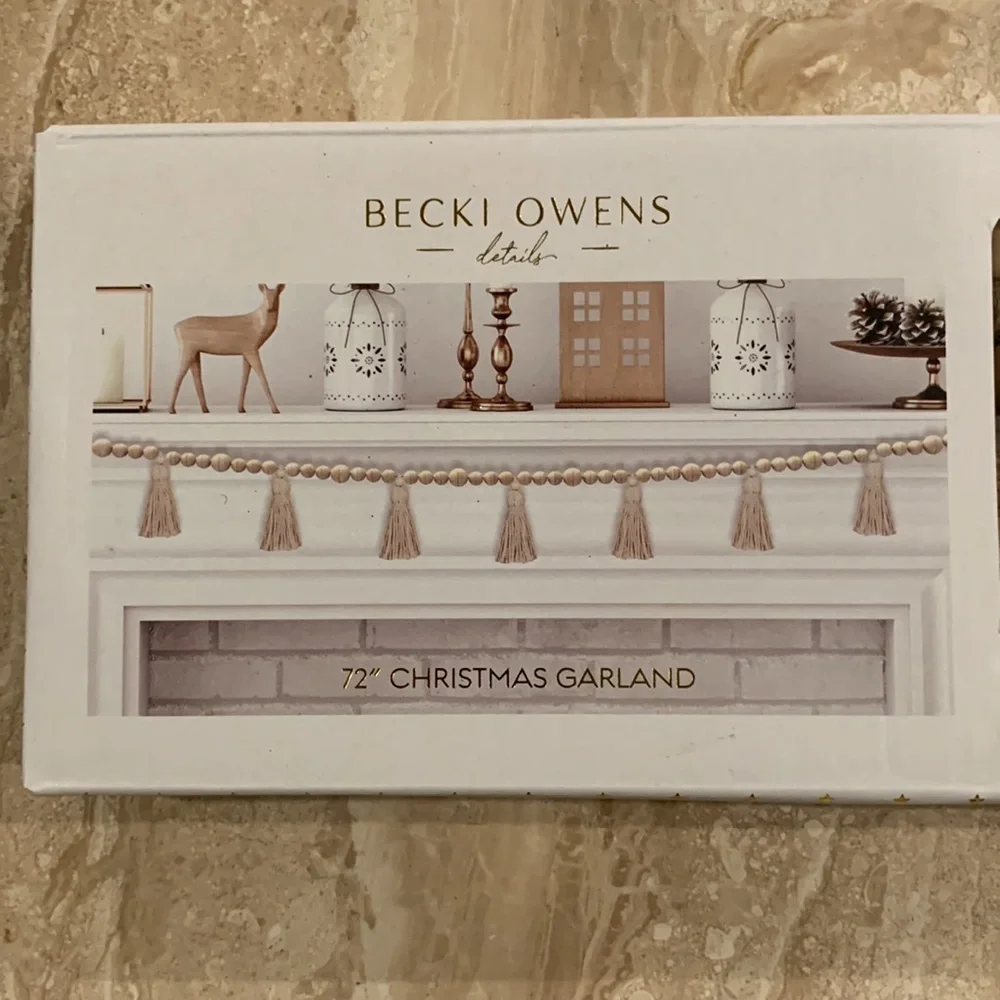 Becki Owens 72” Wooden Christmas Garland with Tassels NEW